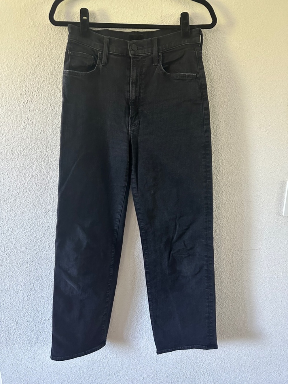 MOTHER Black Straight-Leg Jeans